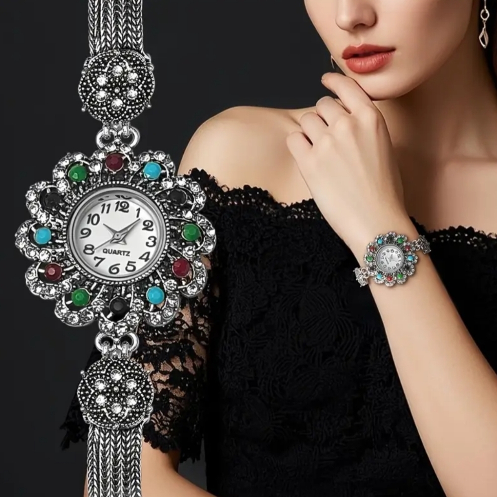 NEW Glam Elegant Silver and Multicolor Women's‎ Quartz Watch-(#0239)